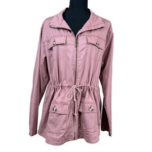 Cactus & Pearl New Dusty Rose Cotton Full Zip Anorak Utility Jacket Size M